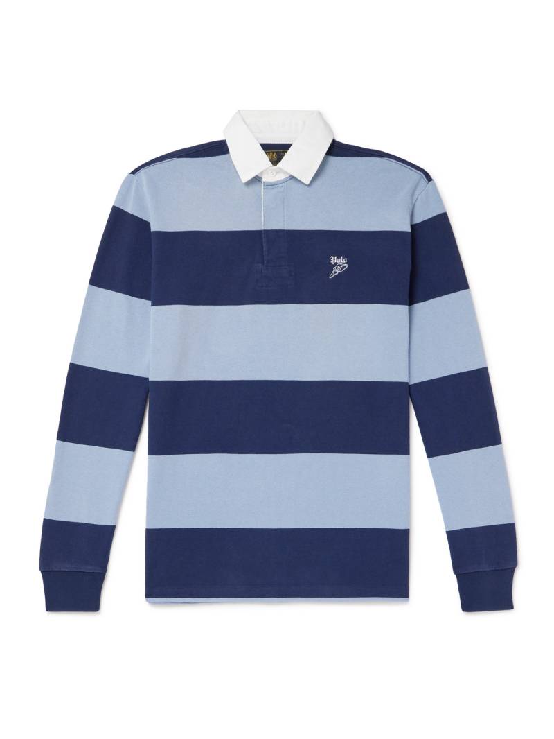 Polo Ralph Lauren - Logo-Embroidered Striped Cotton-Jersey Rugby Shirt - Men - Blue - L von Polo Ralph Lauren