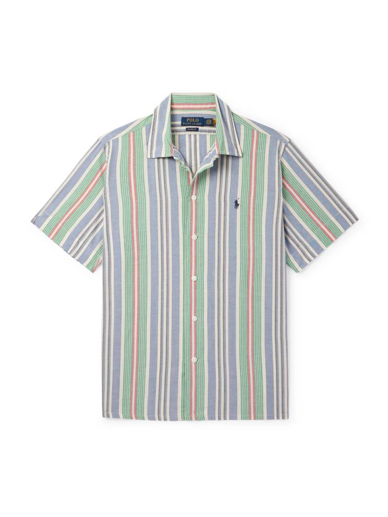 Polo Ralph Lauren - Logo-Embroidered Striped Cotton Shirt - Men - Green - S von Polo Ralph Lauren