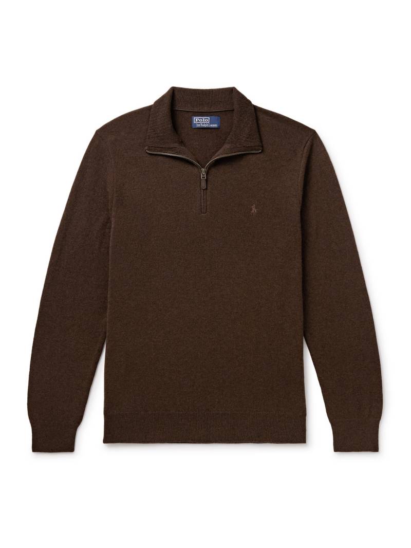 Polo Ralph Lauren - Logo-Embroidered Wool Half-Zip Sweater - Men - Brown - XXL von Polo Ralph Lauren