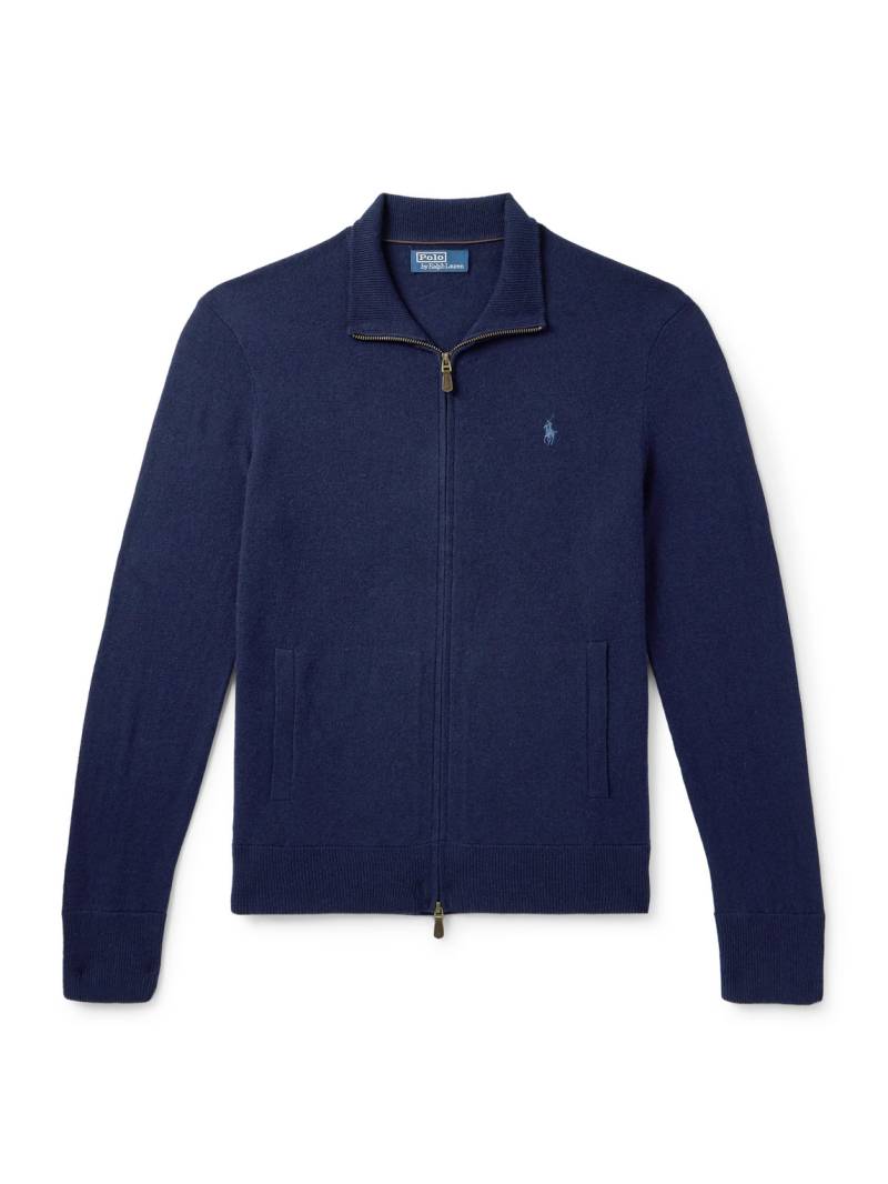 Polo Ralph Lauren - Logo-Embroidered Zip-Up Wool Sweater - Men - Blue - M von Polo Ralph Lauren