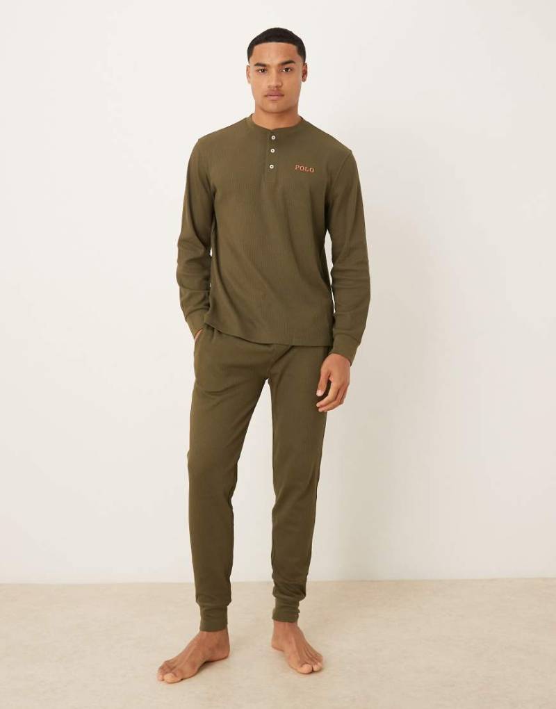 Polo Ralph Lauren - Lounge-Jogginghose in Dunkelgrün mit Markenlogo und Waffelstruktur von Polo Ralph Lauren