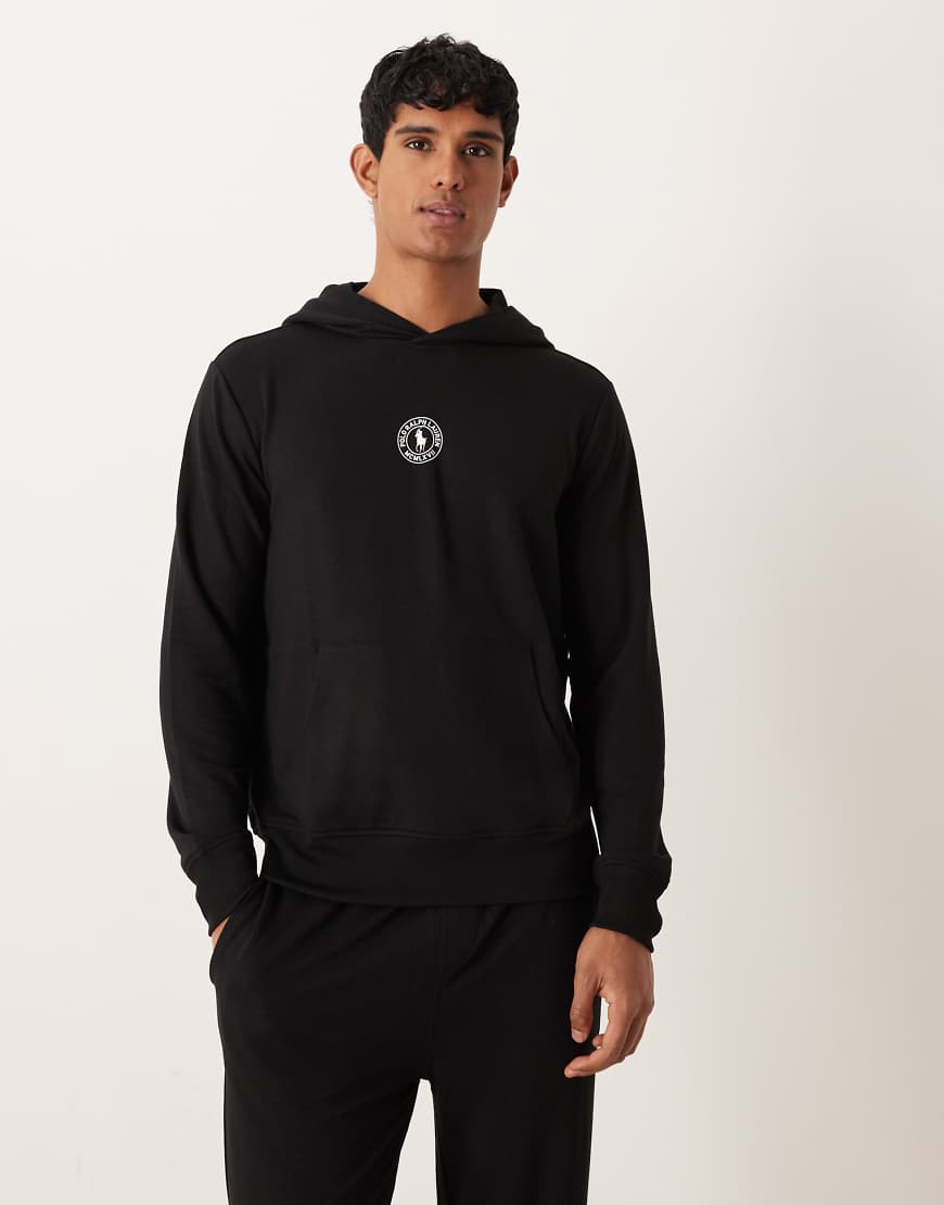 Polo Ralph Lauren - Lounge-Kapuzenpullover in Schwarz mit mittigem Markenlogo, Kombiteil von Polo Ralph Lauren