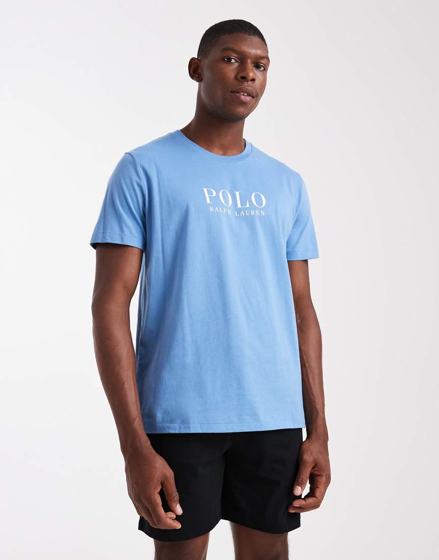 Polo Ralph Lauren - Lounge-T-Shirt im Mittelblau mit Brust-Logo von Polo Ralph Lauren