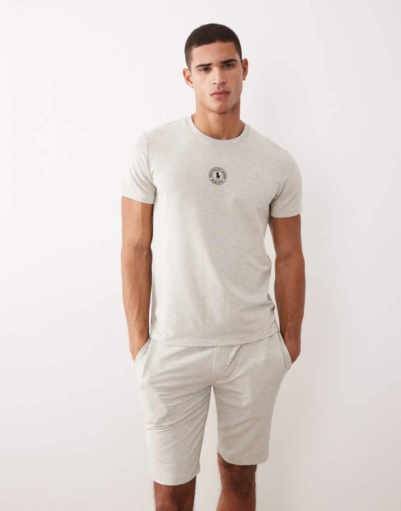 Polo Ralph Lauren - Lounge-T-Shirt in meliertem Sport-Hellgrau mit mittigem Markenlogo, Kombiteil von Polo Ralph Lauren