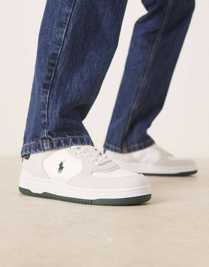 Polo Ralph Lauren - Masters Court - Leder-Sneaker in Weiß/Grün-Bunt von Polo Ralph Lauren