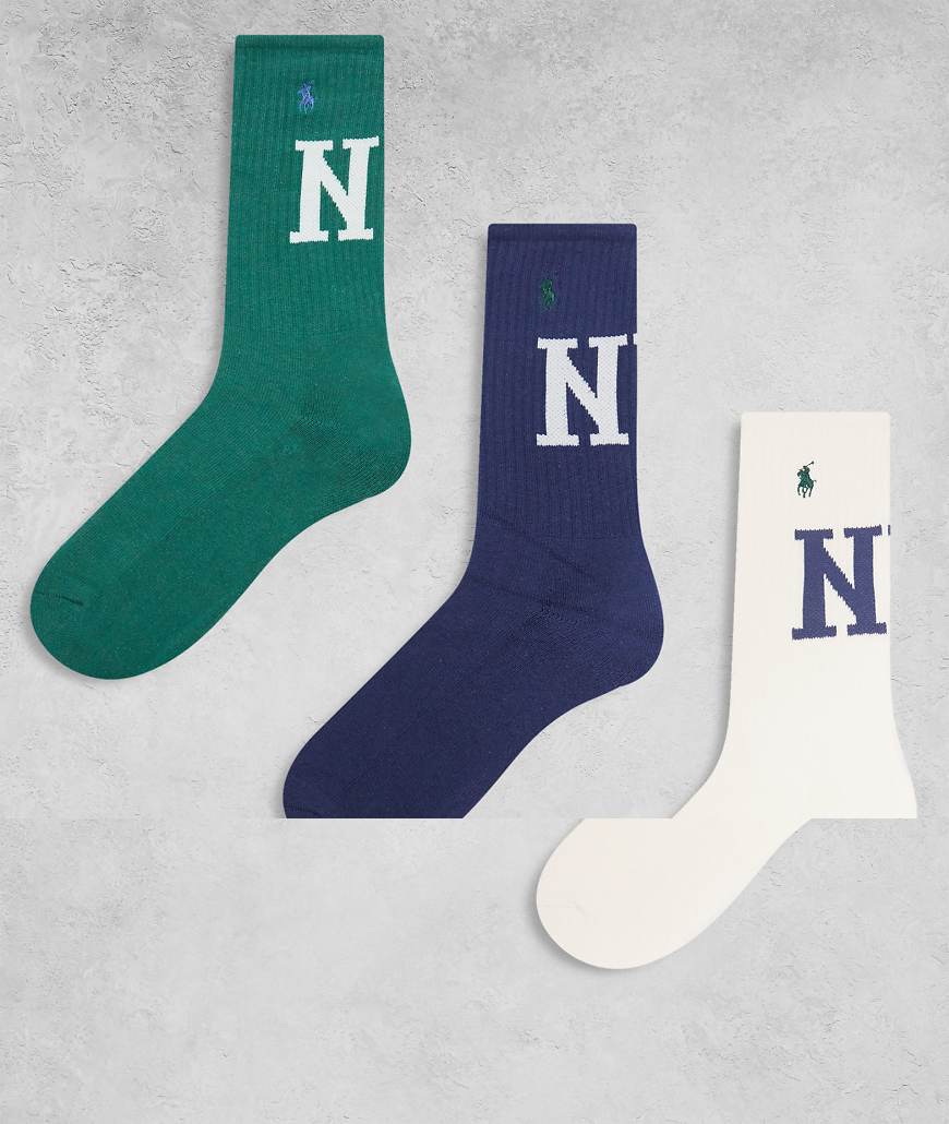 Polo Ralph Lauren - Mehrfarbige Socken mit NY-Logo im 3er-Pack-Bunt von Polo Ralph Lauren