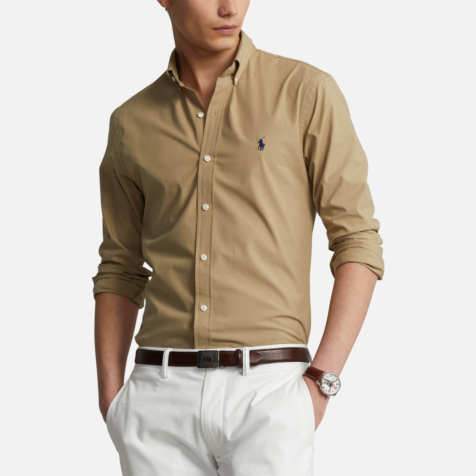 Polo Ralph Lauren Men's 4D Stretch Poplin Shirt - Surrey Tan - XXL von Polo Ralph Lauren