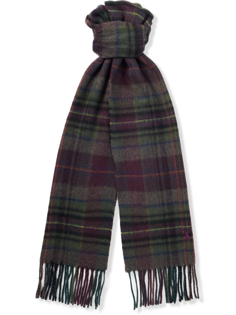 Polo Ralph Lauren - Oblong Fringed Checked Wool and Cashmere-Blend Scarf - Men - Green von Polo Ralph Lauren