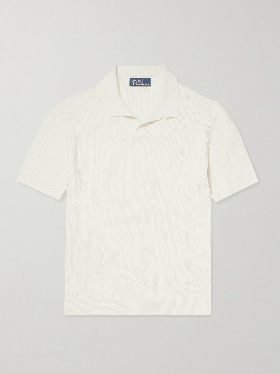 Polo Ralph Lauren - Open-Collar Ribbed Linen Polo Shirt - Men - Neutrals - L von Polo Ralph Lauren