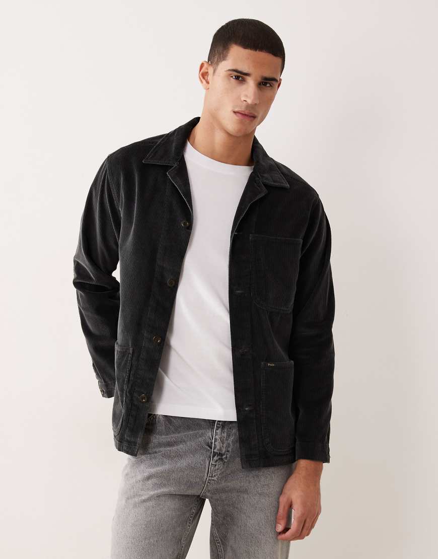 Polo Ralph Lauren - Osbars - Hemdjacke aus Cord in Anthrazit mit Reißverschluss vorne-Grau von Polo Ralph Lauren