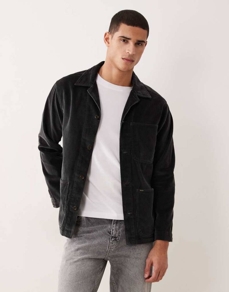 Polo Ralph Lauren - Osbars - Hemdjacke aus Cord in Anthrazit mit Reißverschluss vorne-Grau von Polo Ralph Lauren