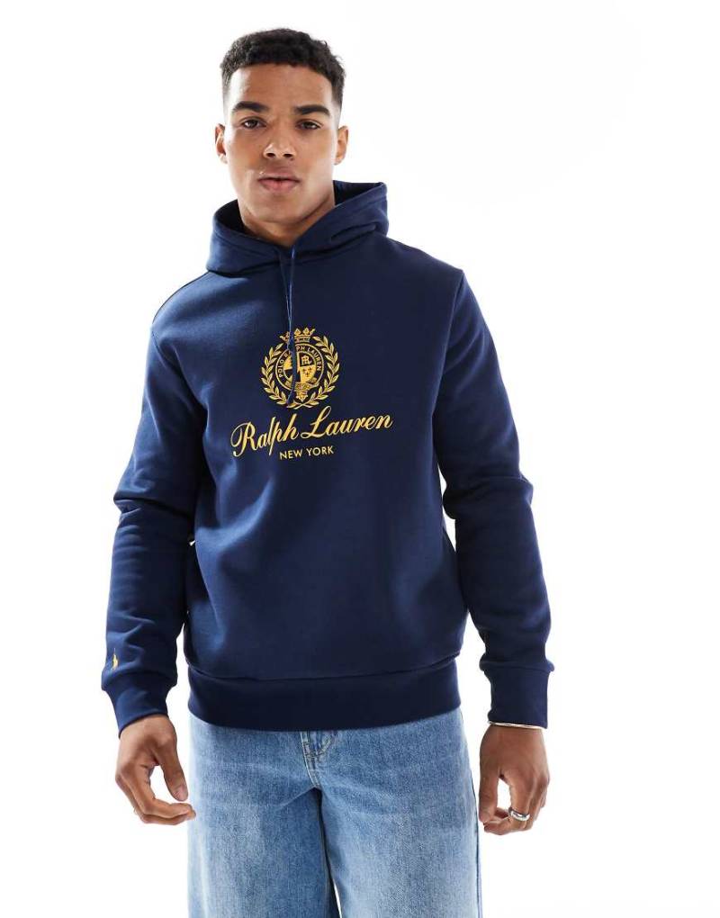 Polo Ralph Lauren - Plastisol - Kapuzenpullover in Marineblau mit Logo-Wappen von Polo Ralph Lauren