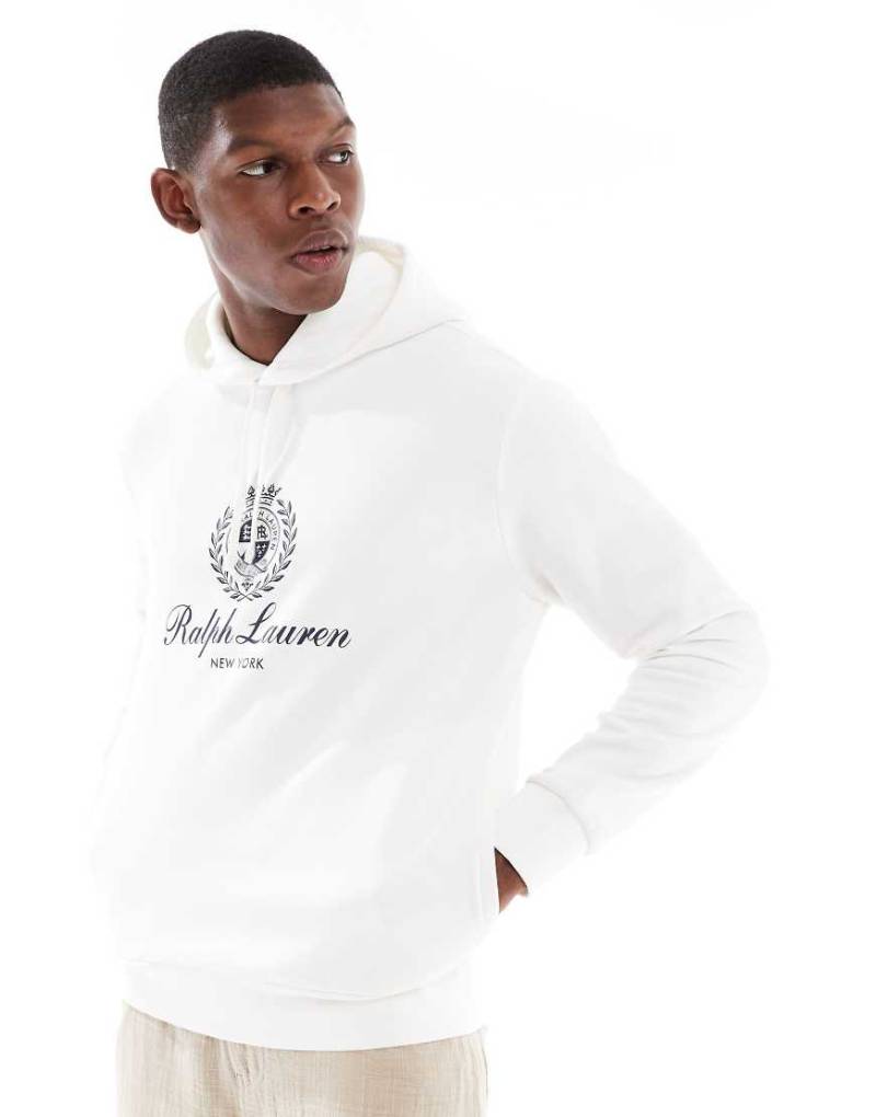 Polo Ralph Lauren - Plastisol - Kapuzenpullover in Wollweiß mit Logo-Wappen von Polo Ralph Lauren
