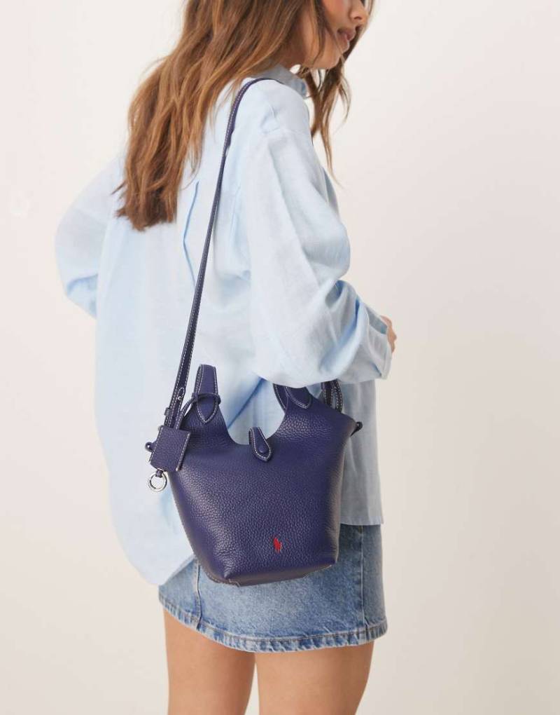 Polo Ralph Lauren - Play - Kleine Trage- und Umhängetasche aus 100% genarbtem Leder in Tintenblau von Polo Ralph Lauren