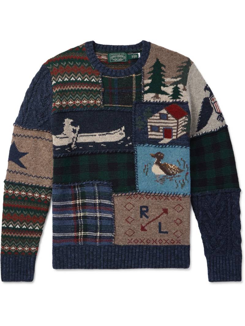 Polo Ralph Lauren - Polo Country Patchwork Jacquard-Knit Wool and Cashmere-Blend Sweater - Men - Blue - XL Polo Ralph Lauren - Polo Country Patchwork Jacquard-Knit Wool and Cashmere-Blend Sweater - Men - Blue - XL von Polo Ralph Lauren