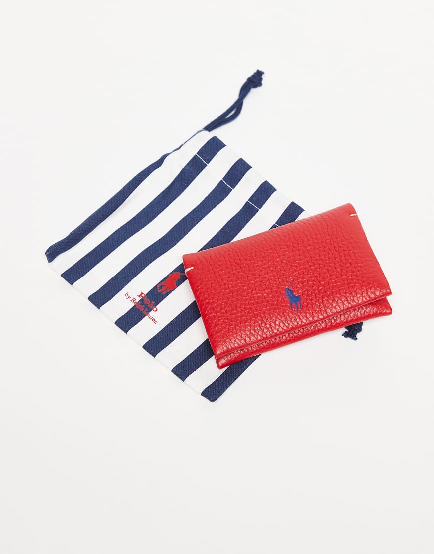Polo Ralph Lauren - Polo Play - Leder-Kartenetui in Rot mit Druckknopf von Polo Ralph Lauren