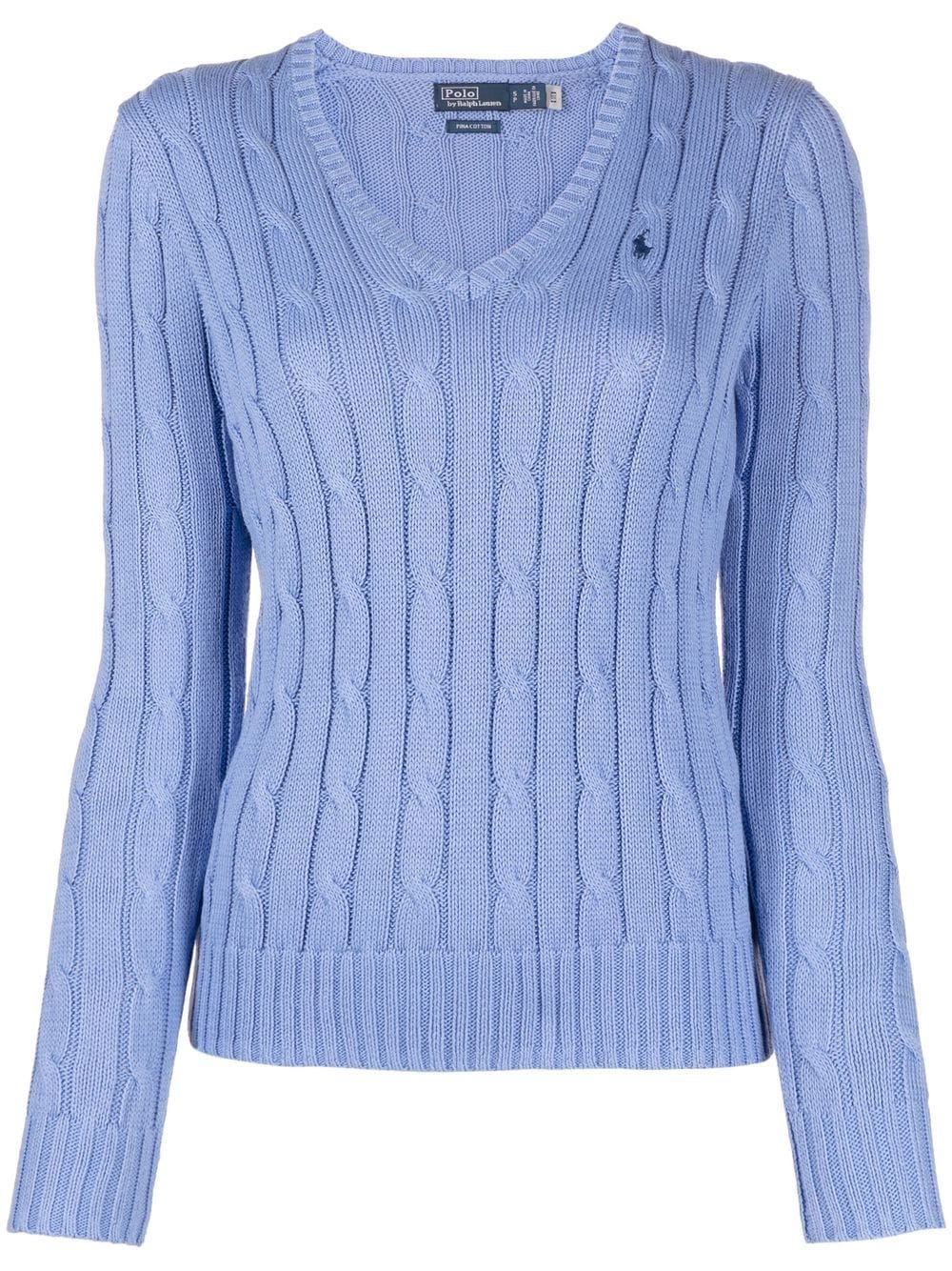 Polo Ralph Lauren Polo Pony Pullover mit Zopfmuster - Blau von Polo Ralph Lauren