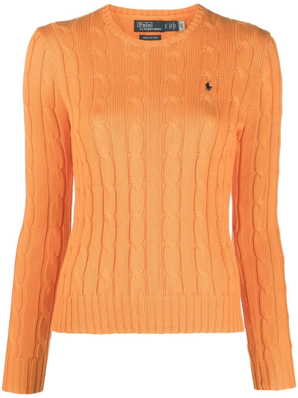 Polo Ralph Lauren Polo Pony Pullover mit Zopfmuster - Orange von Polo Ralph Lauren