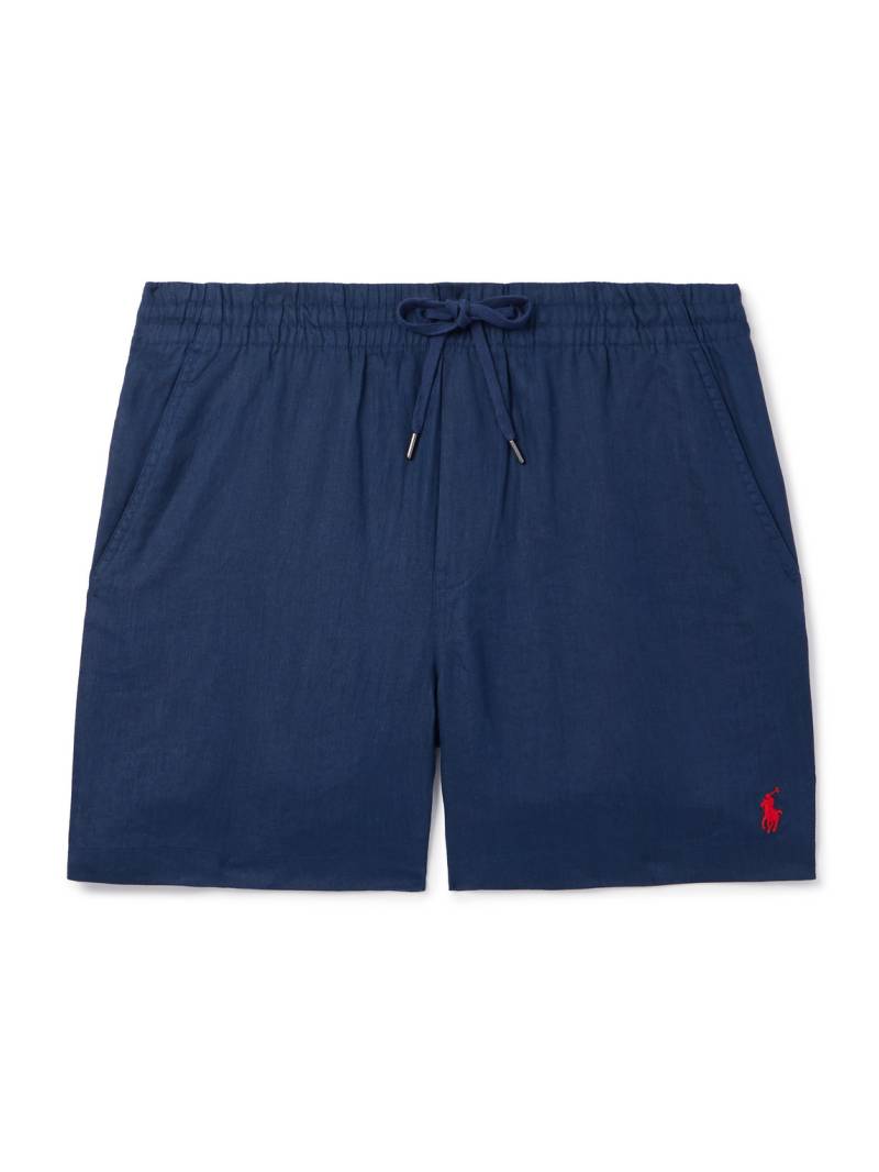 Polo Ralph Lauren - Prepster Straight-Leg Logo-Embroidered Linen Drawstring Shorts - Men - Blue - XS Polo Ralph Lauren - Prepster Straight-Leg Logo-Embroidered Linen Drawstring Shorts - Men - Blue - XS von Polo Ralph Lauren