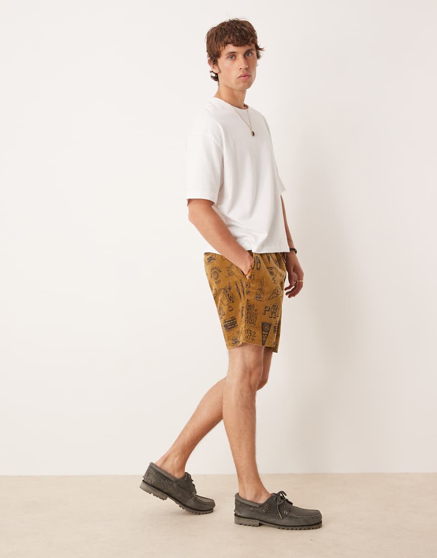 Polo Ralph Lauren - Prepsters - Cord-Shorts in Beige mit adrettem Tagebuch-Print und flacher Vorderseite-Neutral Polo Ralph Lauren - Prepsters - Cord-Shorts in Beige mit adrettem Tagebuch-Print und flacher Vorderseite-Neutral von Polo Ralph Lauren