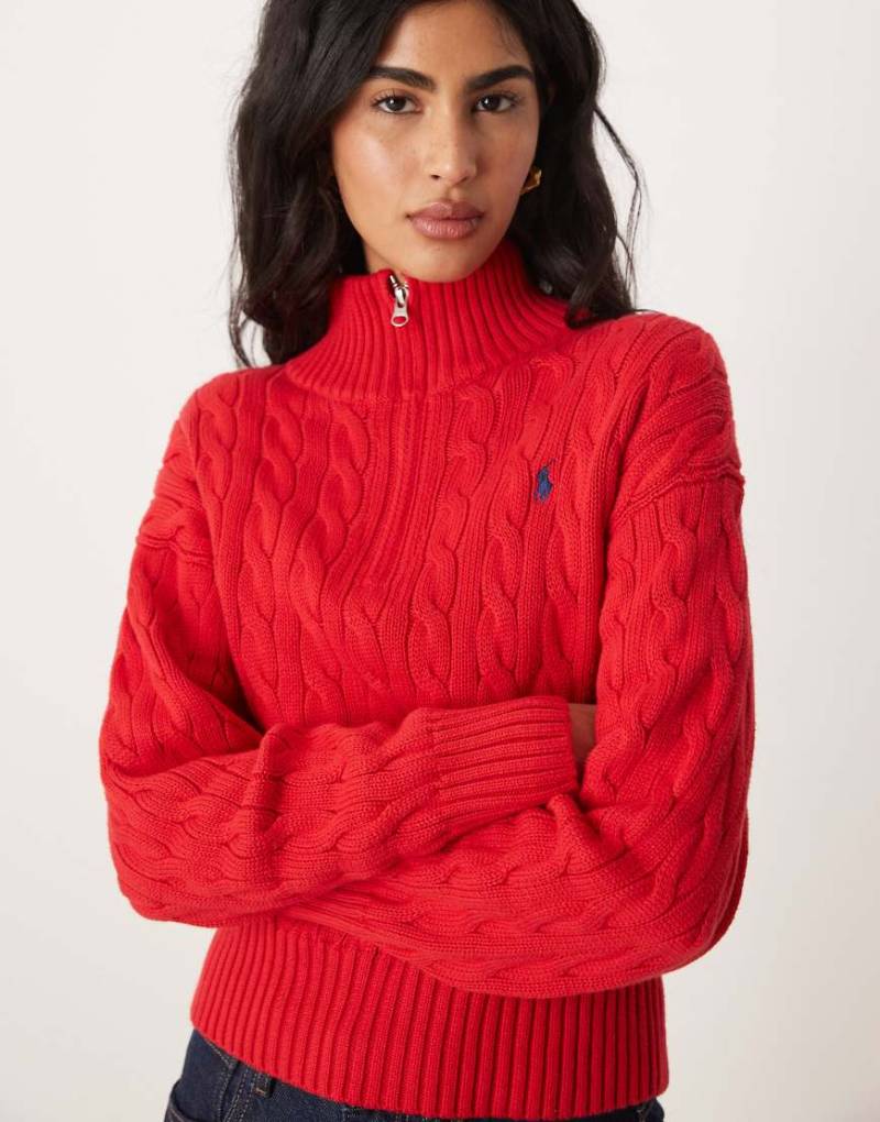 Polo Ralph Lauren - Pullover in Rot mit halblangem Reißverschluss von Polo Ralph Lauren