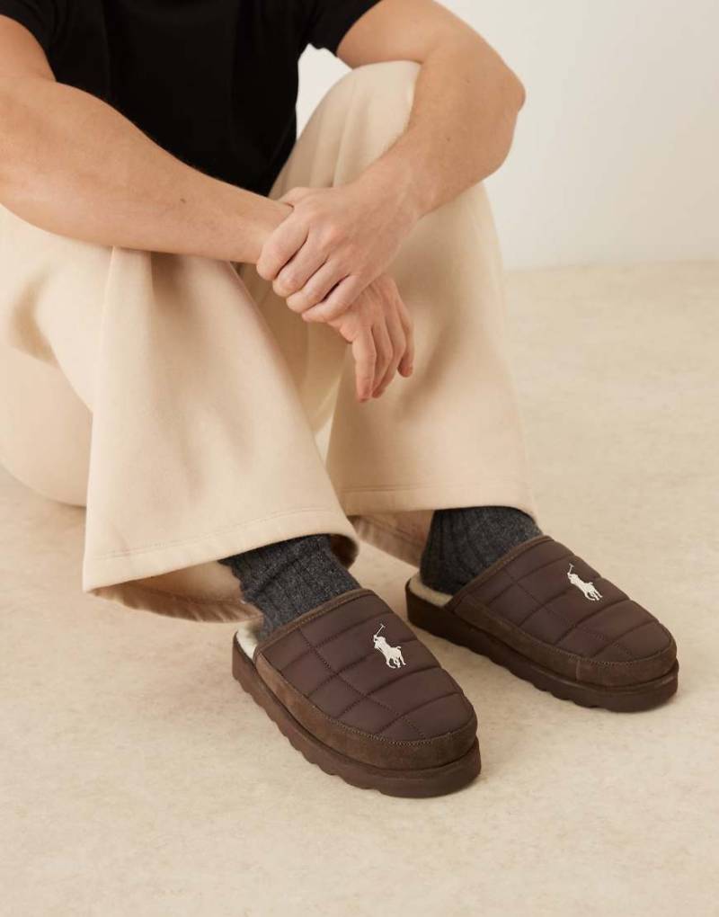 Polo Ralph Lauren - Reade - Gesteppte Hausschuhe in Braun-Brown von Polo Ralph Lauren