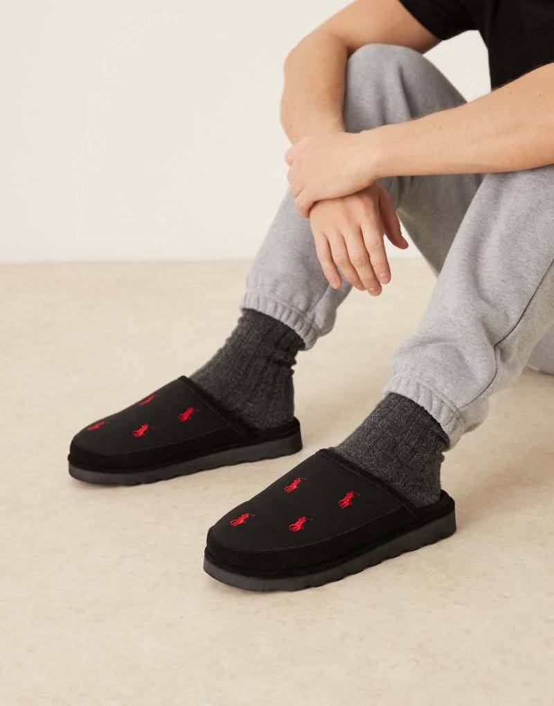 Polo Ralph Lauren - Reade - Hausschuhe in Schwarz mit Markenlogo von Polo Ralph Lauren