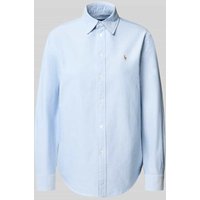 Polo Ralph Lauren Regular Fit Hemdbluse mit Logo-Stitching in Blau, Größe S von Polo Ralph Lauren