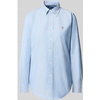 Polo Ralph Lauren Regular Fit Hemdbluse mit Logo-Stitching in Hellblau Melange, Größe 34 von Polo Ralph Lauren
