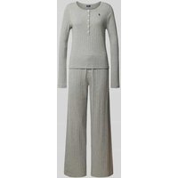 Polo Ralph Lauren Regular Fit Pyjama mit Logo-Stitching Modell 'Pointelle' in Hellgrau, Größe M von Polo Ralph Lauren