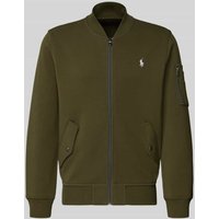 Polo Ralph Lauren Regular Fit Sweatjacke mit Logo-Stitching Modell 'Double' in Oliv, Größe XXL von Polo Ralph Lauren