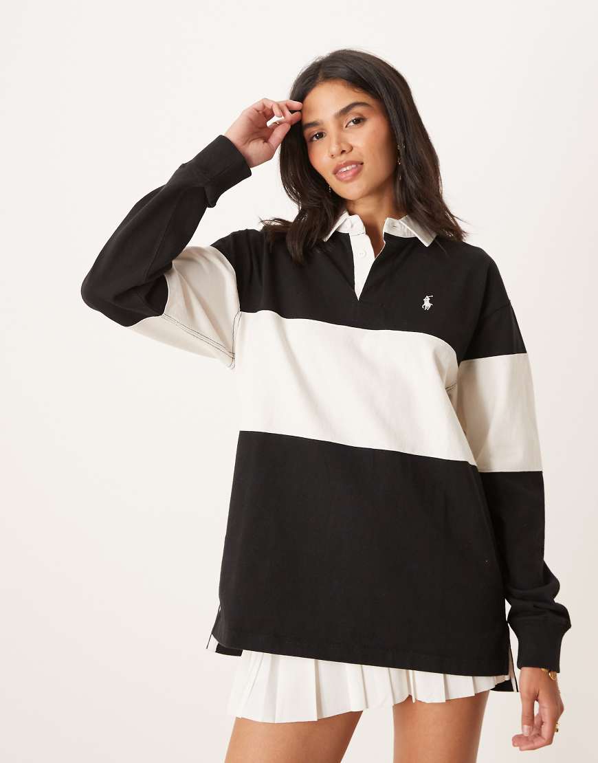 Polo Ralph Lauren - Rugbyhemd in Schwarz und Weiß gestreift von Polo Ralph Lauren