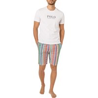 Polo Ralph Lauren Herren Pyjama weiß Jersey-Baumwolle Gestreift,unifarben von Polo Ralph Lauren