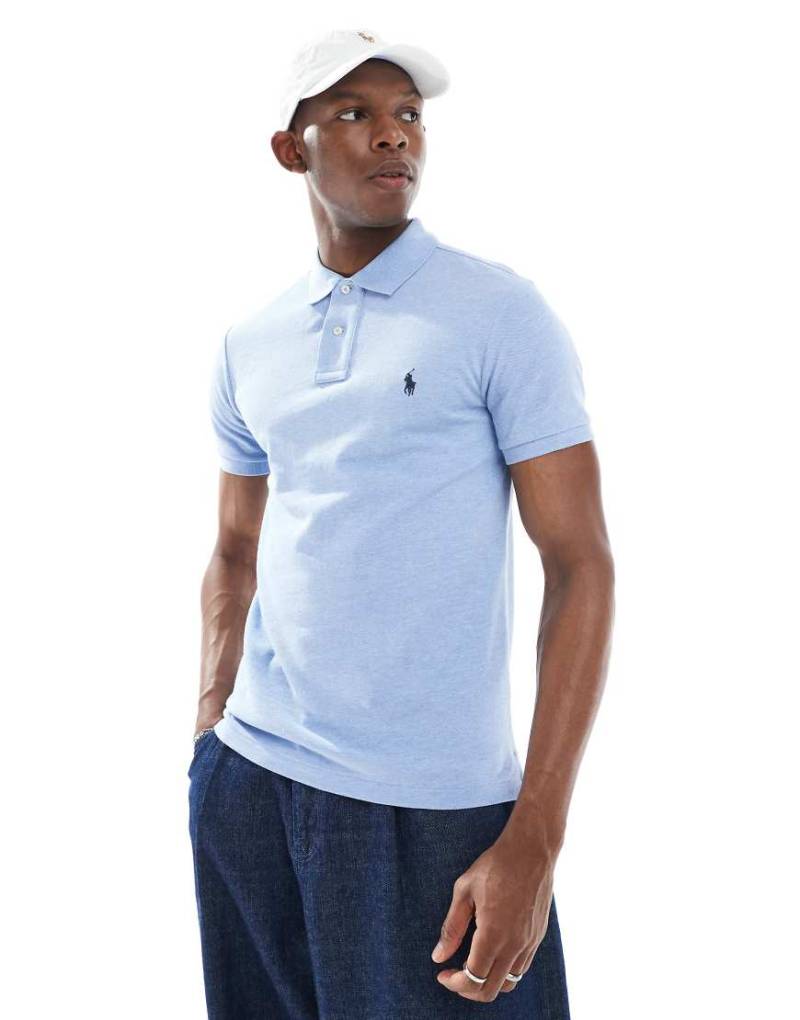 Polo Ralph Lauren - Schmales Piqué-Polohemd in Hellblau meliert mit Polospielerlogo von Polo Ralph Lauren