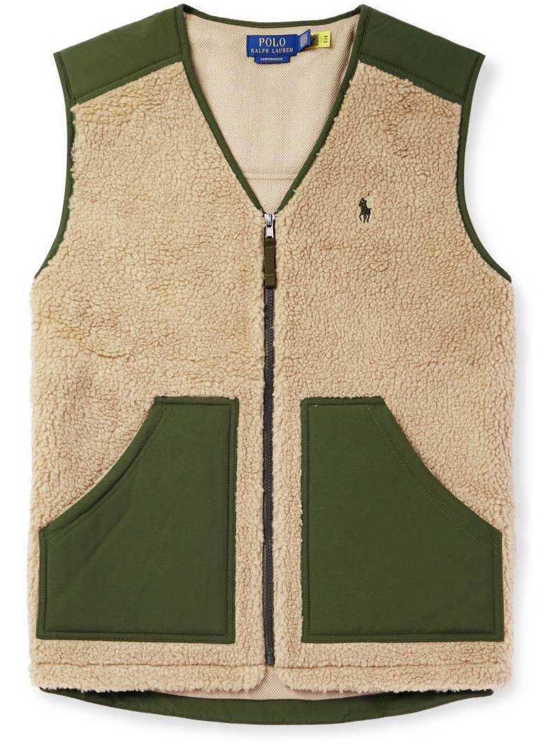 Polo Ralph Lauren - Shell-Panelled Logo-Embroidered Fleece Gilet - Men - Brown - XXL von Polo Ralph Lauren