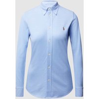 Polo Ralph Lauren Skinny Fit Bluse aus Piqué in Hellblau, Größe L von Polo Ralph Lauren