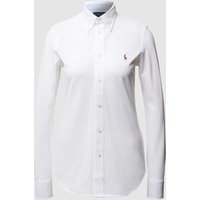 Polo Ralph Lauren Skinny Fit Bluse aus Piqué in Weiss, Größe M von Polo Ralph Lauren