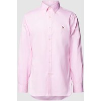 Polo Ralph Lauren Slim Fit Business-Hemd mit Label-Stitching in Rosa, Größe 45 von Polo Ralph Lauren