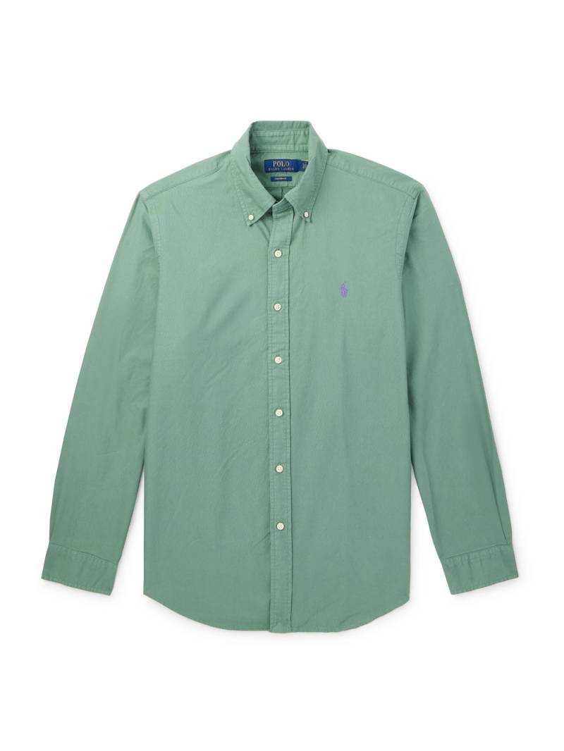 Polo Ralph Lauren - Slim-Fit Button-Down Collar Logo-Embroidered Cotton-Piqué Shirt - Men - Green - XXL von Polo Ralph Lauren