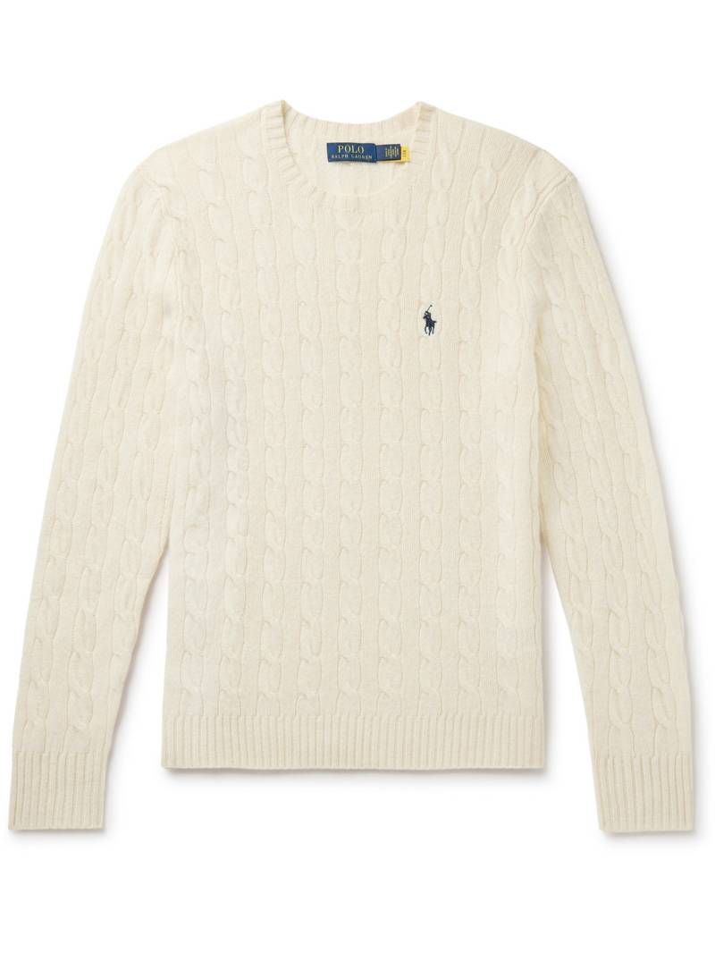 Polo Ralph Lauren - Slim-Fit Cable-Knit Wool and Cashmere-Blend Sweater - Men - Neutrals - S von Polo Ralph Lauren