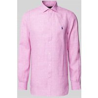 Polo Ralph Lauren Slim Fit Leinenhemd mit Glencheck-Muster in Pink, Größe 41 von Polo Ralph Lauren