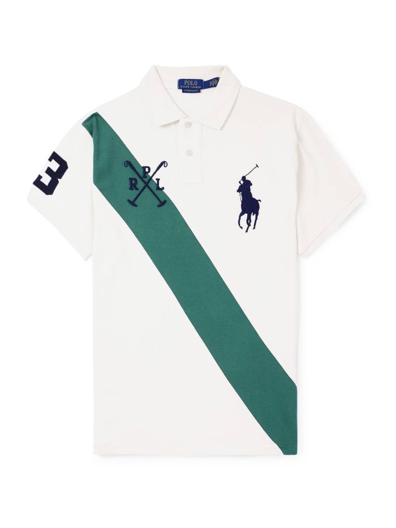 Polo Ralph Lauren - Slim-Fit Logo-Embroidered Striped Cotton-Piqué Polo Shirt - Men - Neutrals - S von Polo Ralph Lauren