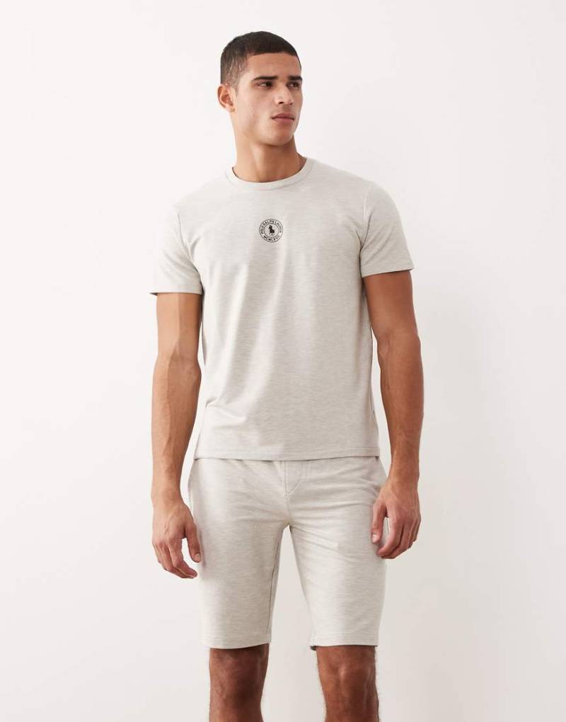 Polo Ralph Lauren - Slim Fit Lounge-Shorts in meliertem Grau mit Logo-Bund von Polo Ralph Lauren