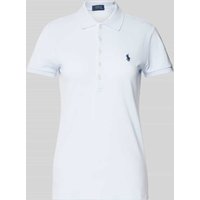 Polo Ralph Lauren Slim Fit Poloshirt mit Label-Stitching Modell 'JULIE' in Ocean, Größe L von Polo Ralph Lauren