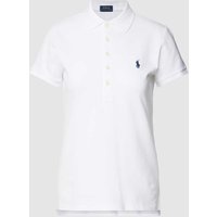 Polo Ralph Lauren Slim Fit Poloshirt mit Label-Stitching Modell 'JULIE' in Weiss, Größe L von Polo Ralph Lauren
