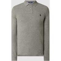 Polo Ralph Lauren Slim Fit Poloshirt mit Label-Stitching in Hellgrau Melange, Größe S von Polo Ralph Lauren