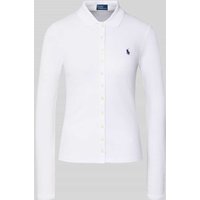 Polo Ralph Lauren Slim Fit Poloshirt mit Label-Stitching in Weiss, Größe XXL von Polo Ralph Lauren