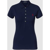 Polo Ralph Lauren Slim Fit Poloshirt mit Logo-Stitching Modell 'JULIE' in Marine, Größe XS von Polo Ralph Lauren