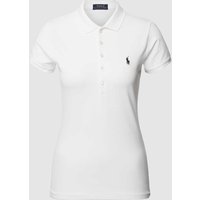 Polo Ralph Lauren Slim Fit Poloshirt mit Logo-Stitching Modell 'JULIE' in Weiss, Größe XXL von Polo Ralph Lauren