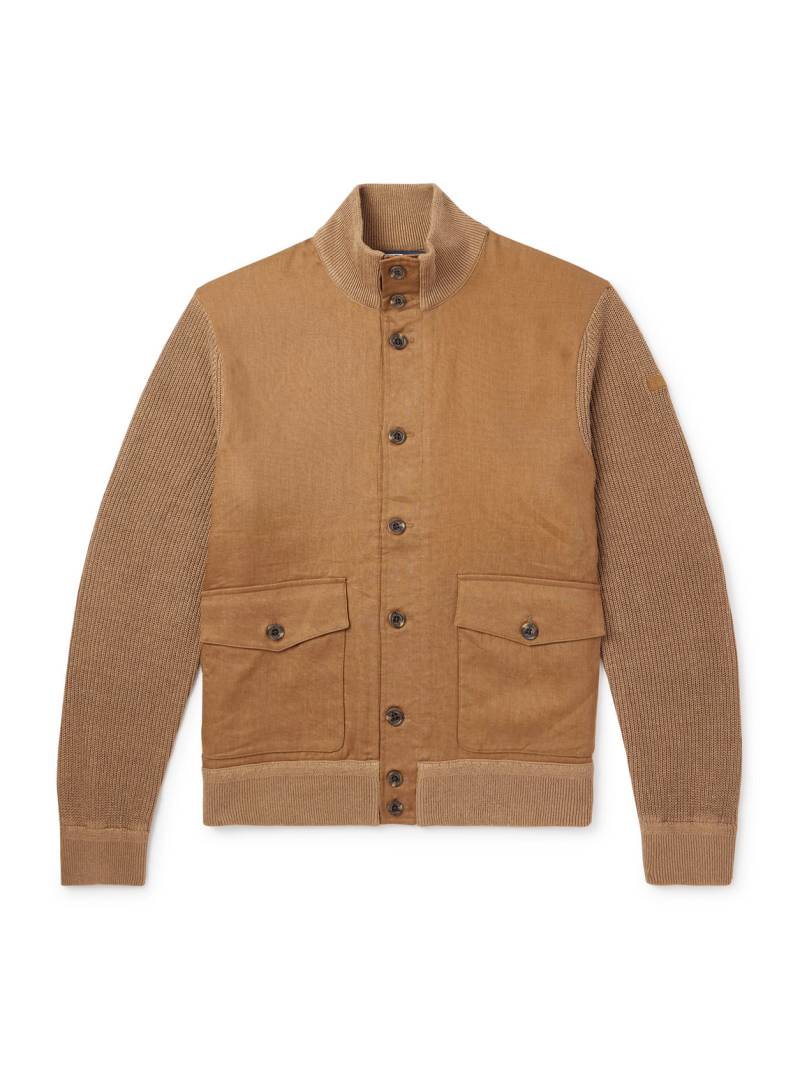 Polo Ralph Lauren - Slim-Fit Ribbed-Knit Trimmed Linen Cardigan - Men - Brown - M von Polo Ralph Lauren